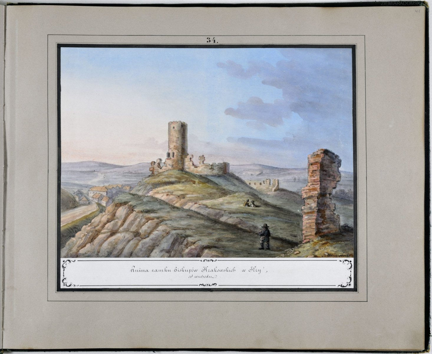 Ilza-1850-ruiny-zamku-od-wschodu-gub-radomska-Stronczynski-Kazimierz-scaled